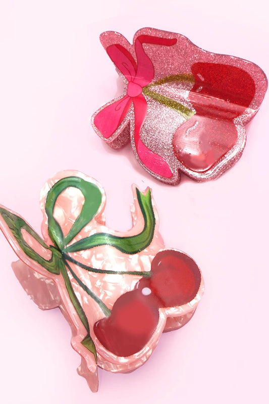 Cherry Bow Claw Clips