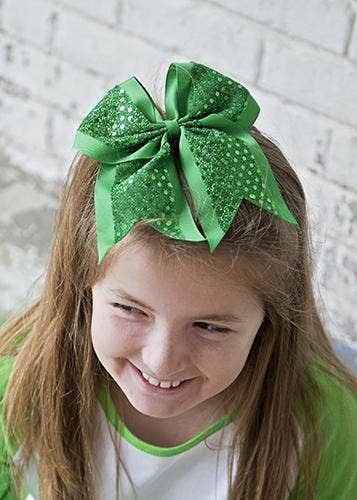 Green Sequin Cheer Bow