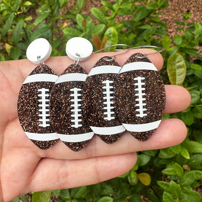 Brown Glitter Football Earrings