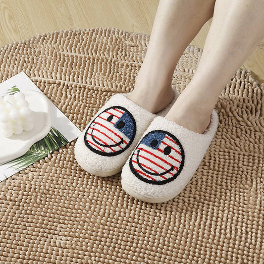 4th of July Smiley Slippers