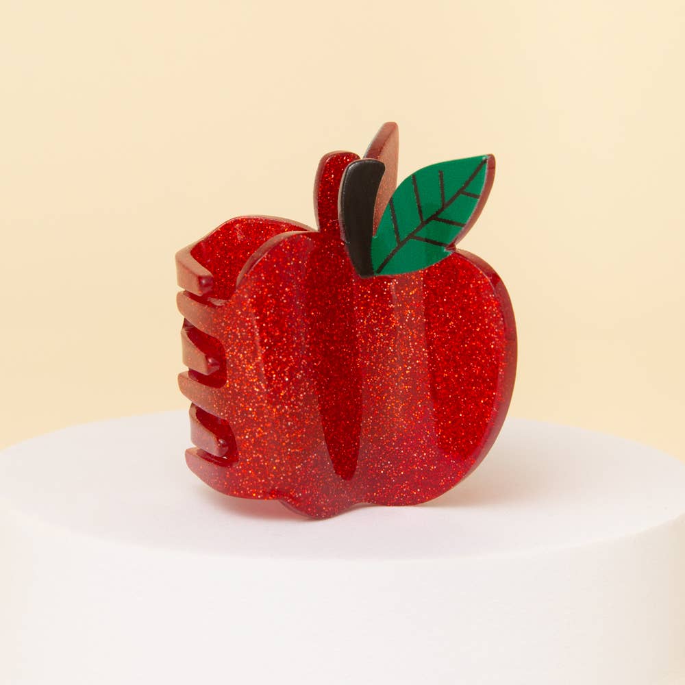 Glitter Apple Claw Clip
