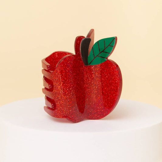Glitter Apple Claw Clip