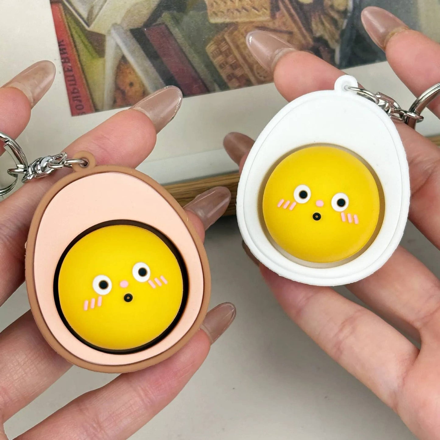 Cute Cartoon Egg Fidget Button Keychain