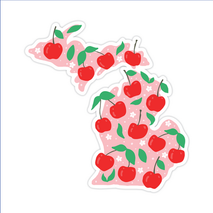 Michigan Cherry Sticker — Waterproof & Outdoor Ready