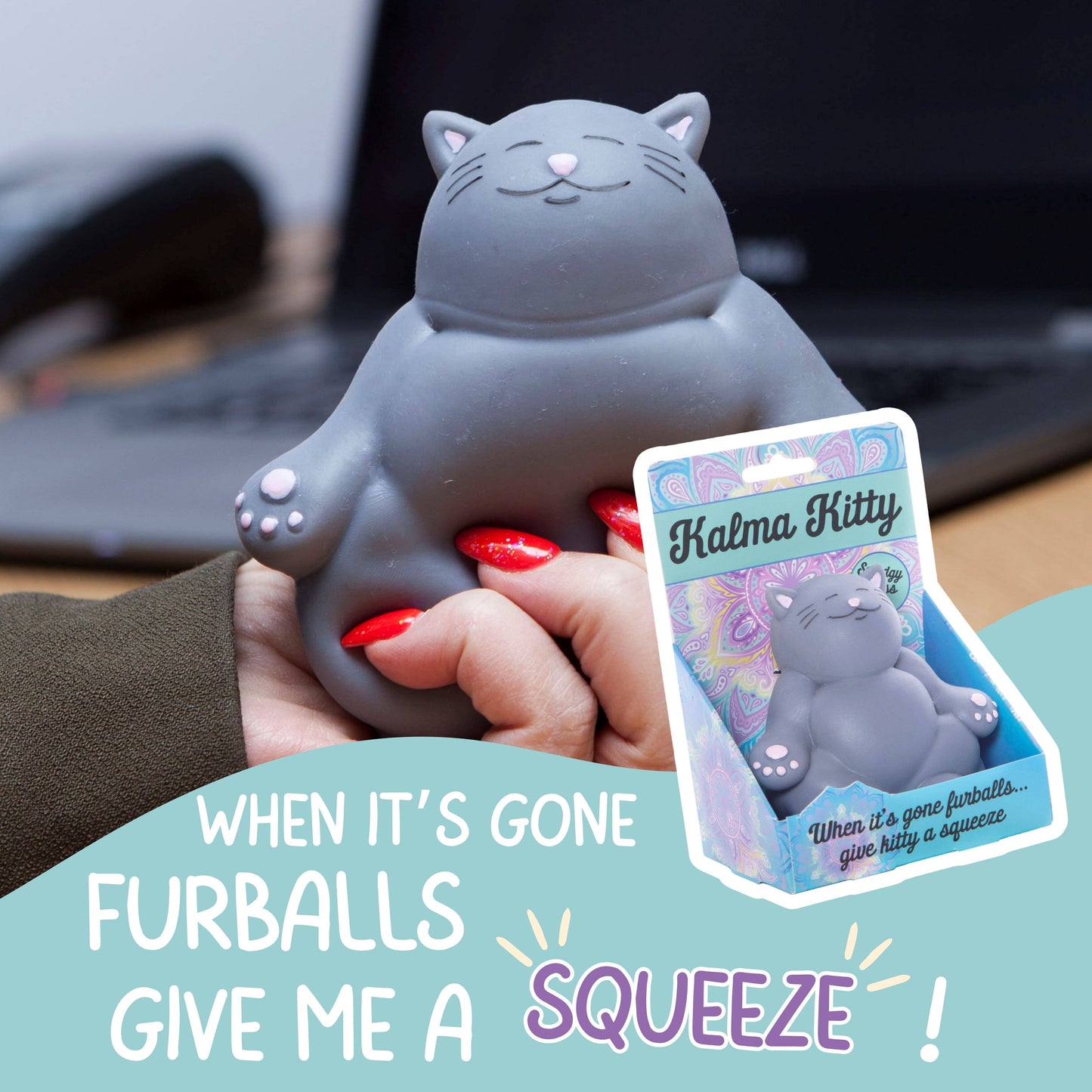 Squishy Stress Toy - Kalma Kitty - Novelty Fidget Squishies