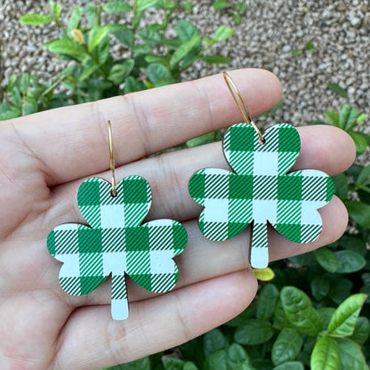 Plaid Shamrock Earrings