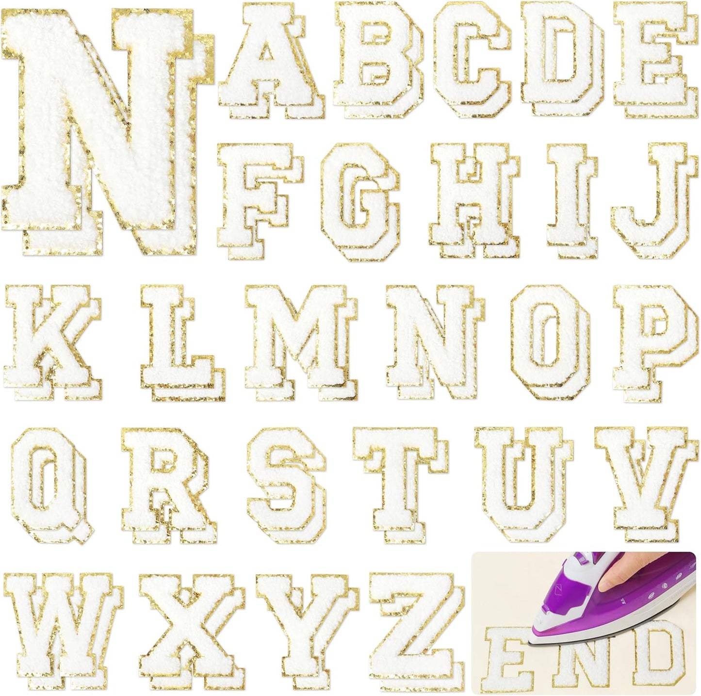 Large Ivory/Gold Letter Patches