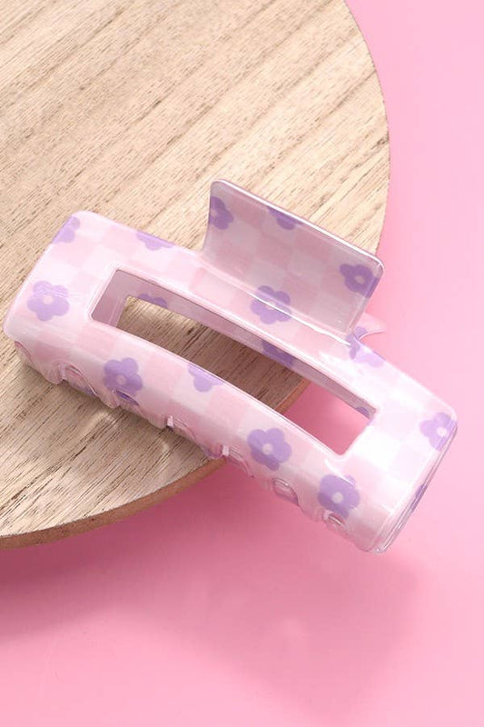 Daisy Checkered Claw Clip