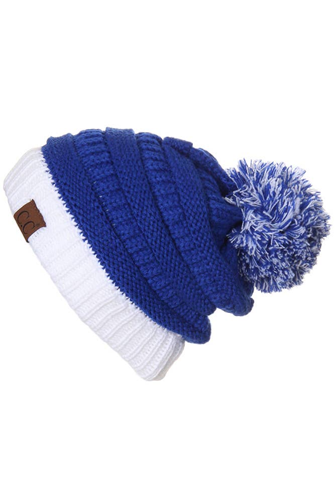 Blue and White CC Beanie