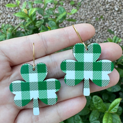 Plaid Shamrock Earrings