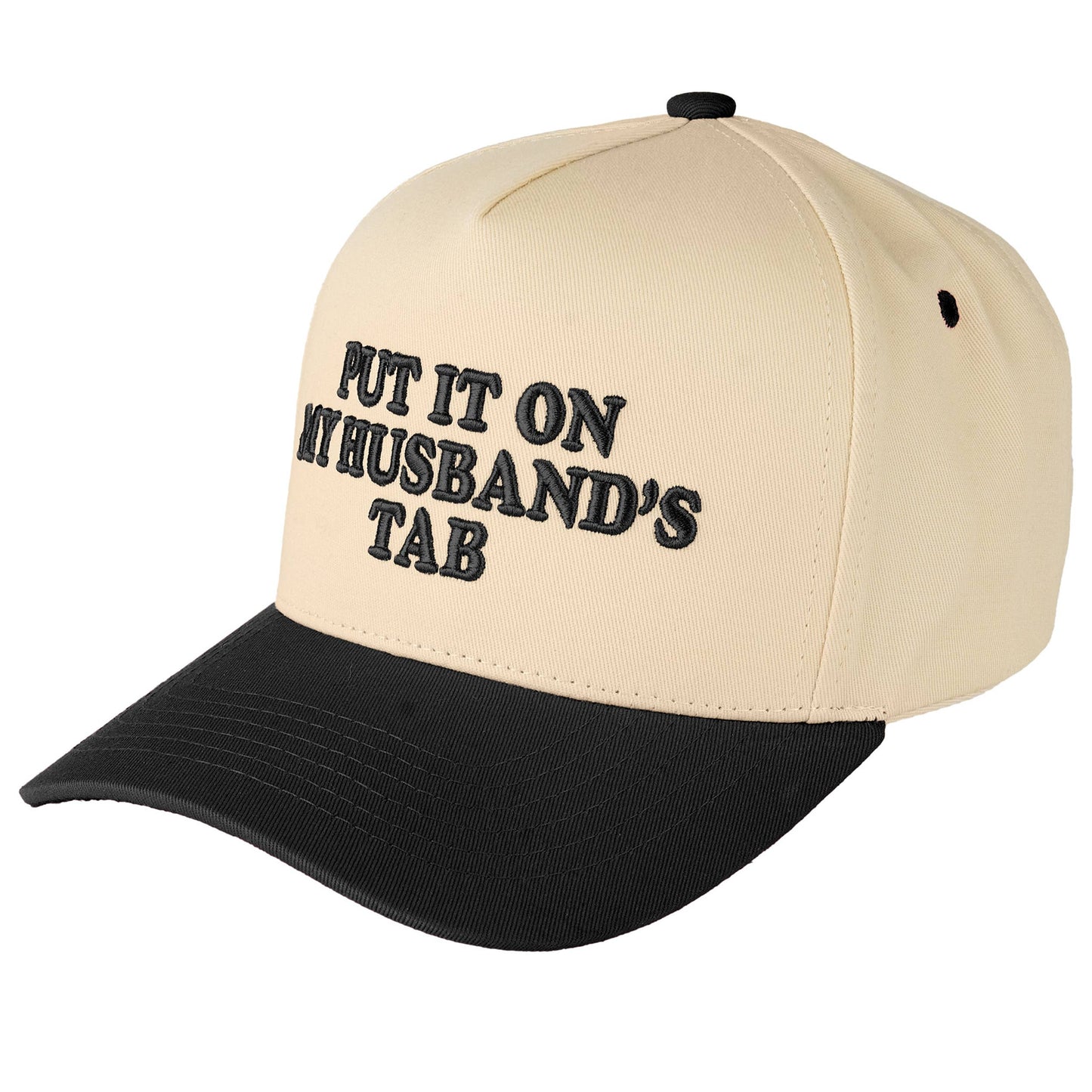 Put it on my Husbands Tab Trucker Hat