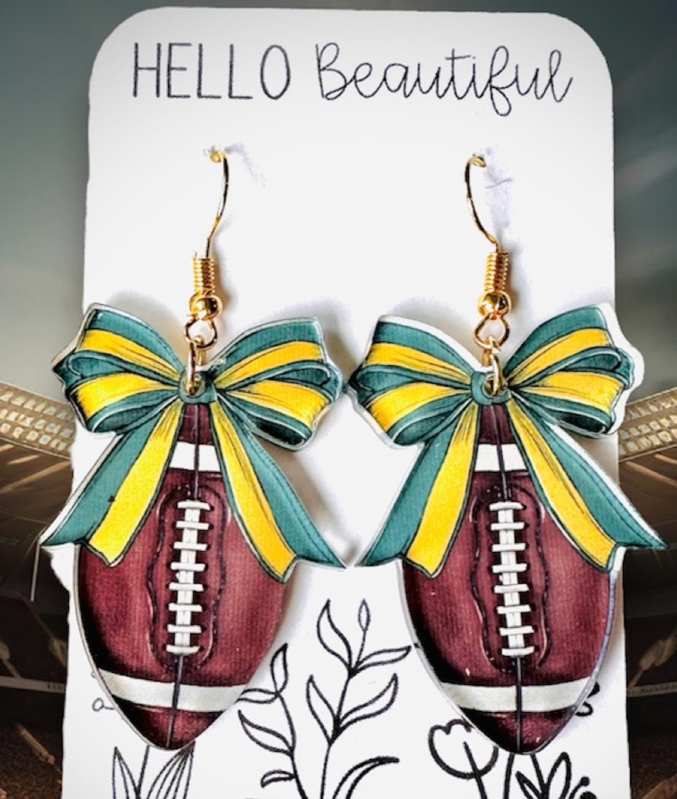 Highlander Bow Football Earrings