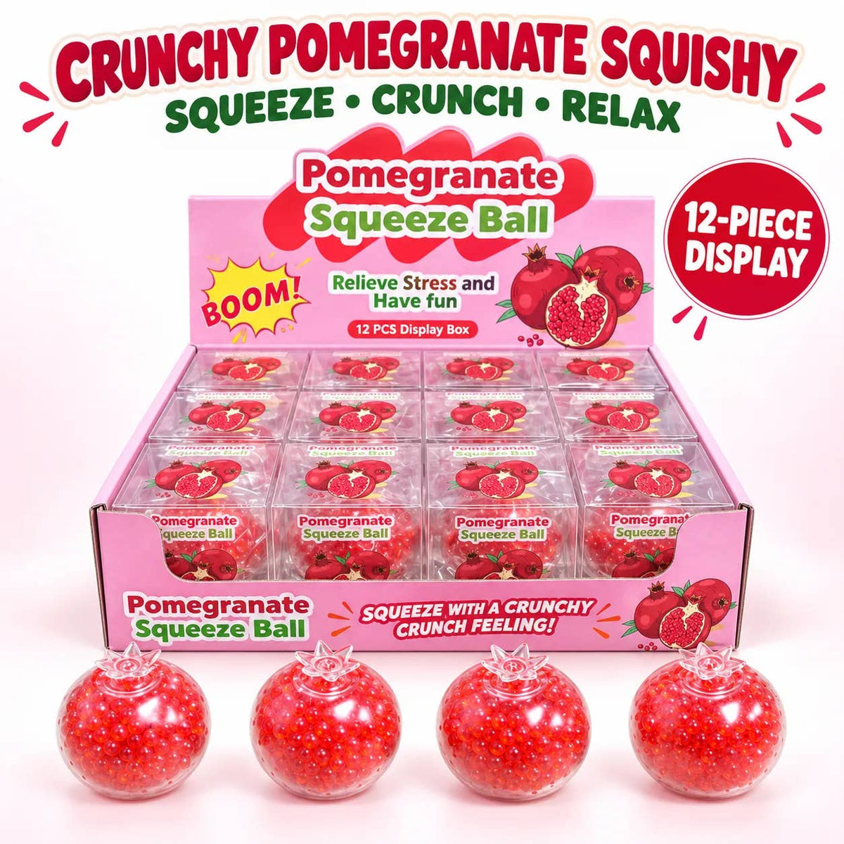 Crunchy Pomegranate Bead-Filled Squishy Stress Toy
