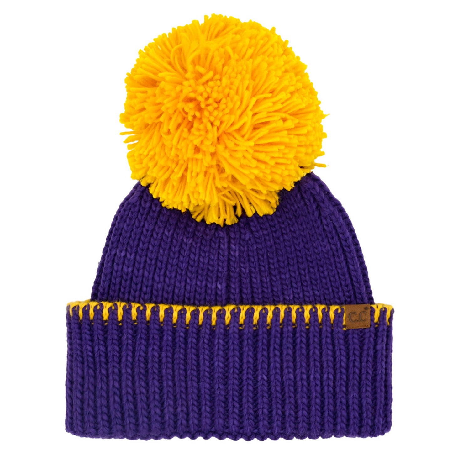 C.C Yarn Pom Game Day Team Stitch Point Beanie Hat