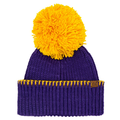 C.C Yarn Pom Game Day Team Stitch Point Beanie Hat