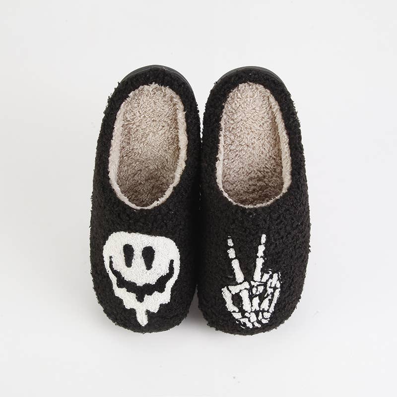 Drippy Smiley and Skellie Peace Slippers
