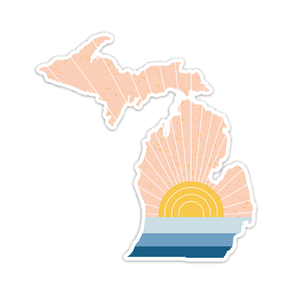 Modern Michigan Sunset Sticker — Durable & Dishwasher Safe