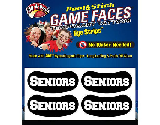 Seniors Spirit Game Faces® Temporary Tattoos Eyestrips