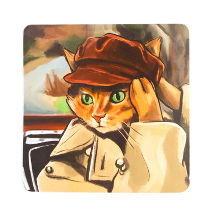 Autumn Leaves Cat Vinyl Sticker