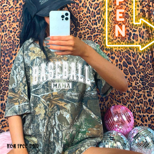 Real Tree Camo Baseball Mom Tee