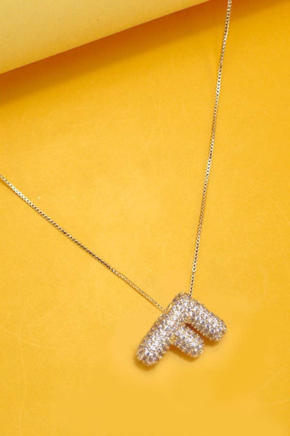 Initial Rhinestone Bubble Necklace