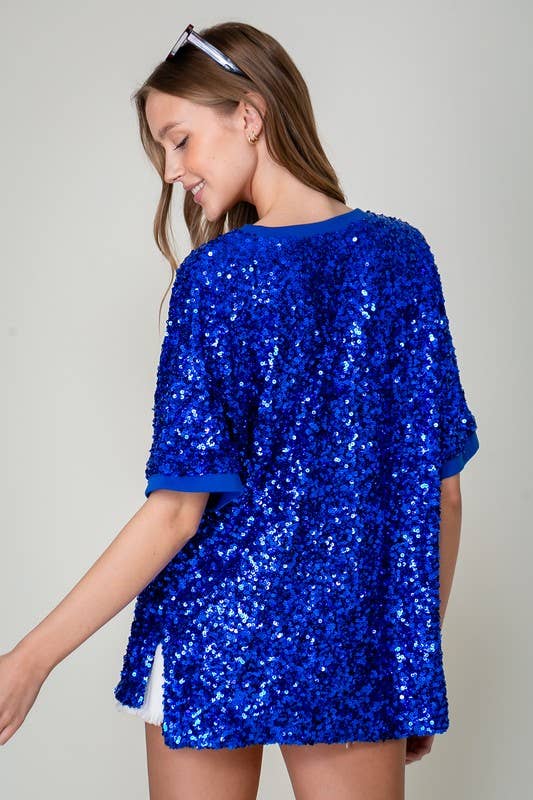Sequin Football Graphic Top