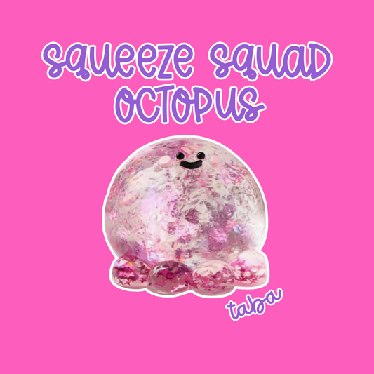 SqueezeSquad Taba Deluxe Premium Silicone Squishy Fidget Toy - Fuchsia Octopus